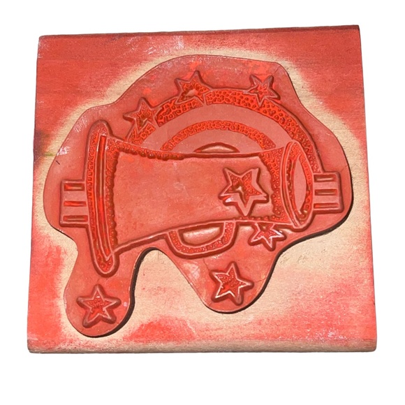 Megaphone cheerleader stars rainbow RUBBER STAMP 33P. - Picture 4 of 4
